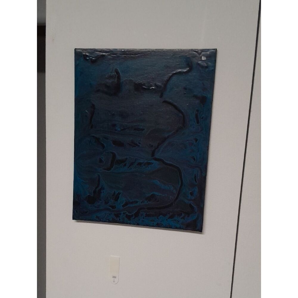 Midnight Blue Abstract Canvas Painting - Contemporary Wall Art